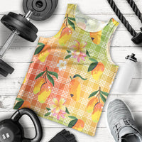 Aloha Hawaii Palaka Print Mango Plumeria Men Tank Top Tropical Vibes LT7 - Polynesian Pride
