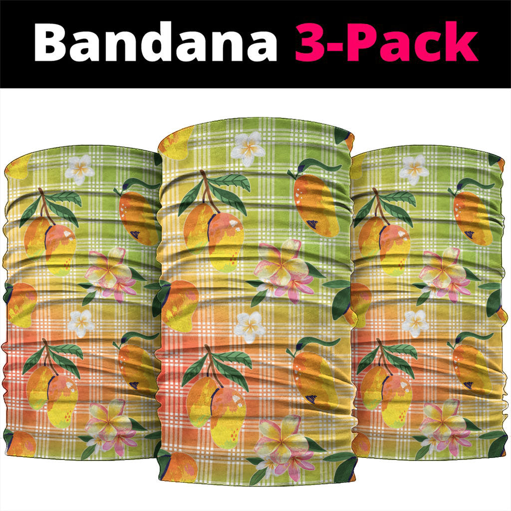 Aloha Hawaii Palaka Print Mango Plumeria Neck Gaiter Tropical Vibes LT7 package One Size: 25*50cm Multicolor - Polynesian Pride
