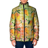 Aloha Hawaii Palaka Print Mango Plumeria Padded Jacket Tropical Vibes LT7 Men Multicolor - Polynesian Pride