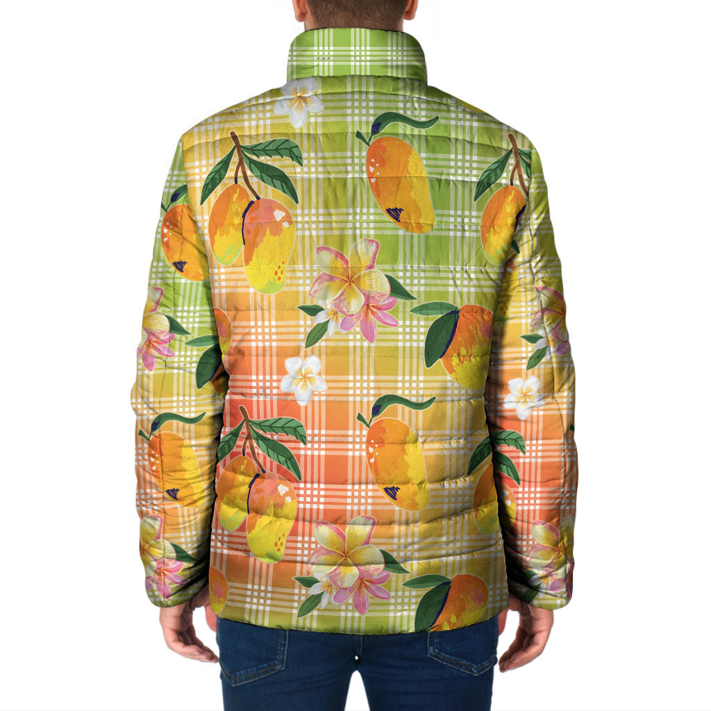 Aloha Hawaii Palaka Print Mango Plumeria Padded Jacket Tropical Vibes LT7 - Polynesian Pride