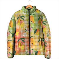 Aloha Hawaii Palaka Print Mango Plumeria Padded Jacket Tropical Vibes LT7 - Polynesian Pride