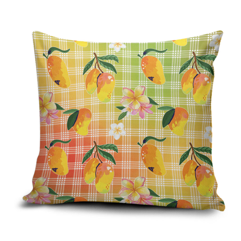 Aloha Hawaii Palaka Print Mango Plumeria Pillow Cover Tropical Vibes LT7 Multicolor - Polynesian Pride