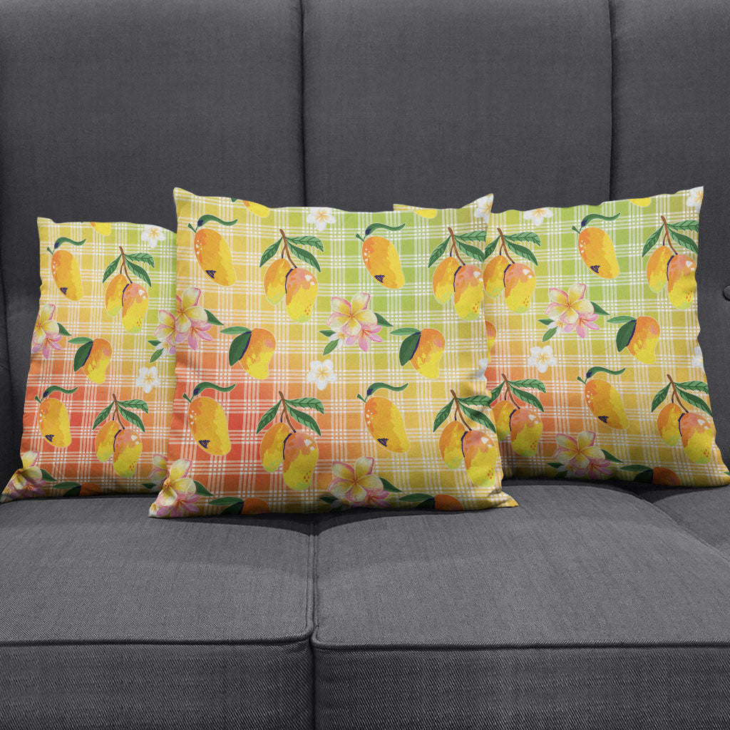 Aloha Hawaii Palaka Print Mango Plumeria Pillow Cover Tropical Vibes LT7 - Polynesian Pride