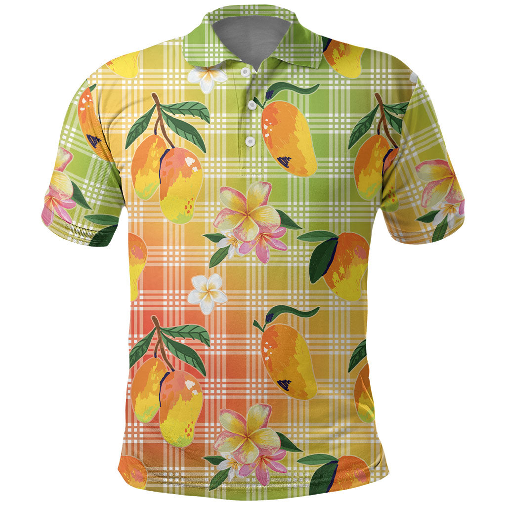 Aloha Hawaii Palaka Print Mango Plumeria Polo Shirt Tropical Vibes LT7 Multicolor - Polynesian Pride