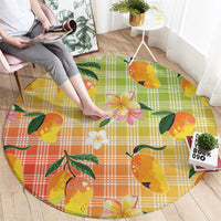 Aloha Hawaii Palaka Print Mango Plumeria Round Carpet Tropical Vibes LT7 - Polynesian Pride