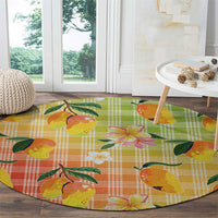 Aloha Hawaii Palaka Print Mango Plumeria Round Carpet Tropical Vibes LT7 - Polynesian Pride