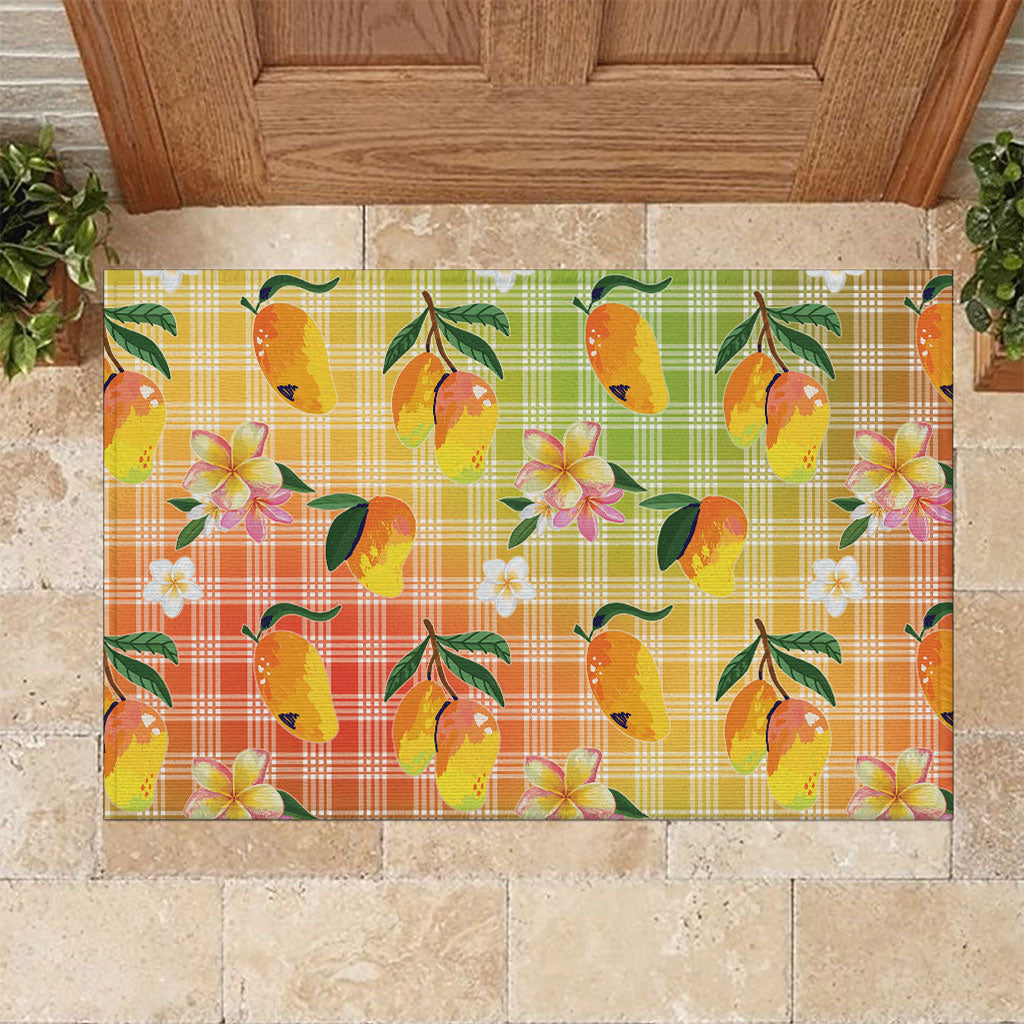 Aloha Hawaii Palaka Print Mango Plumeria Rubber Doormat Tropical Vibes LT7 Multicolor - Polynesian Pride