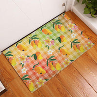 Aloha Hawaii Palaka Print Mango Plumeria Rubber Doormat Tropical Vibes LT7 - Polynesian Pride