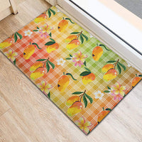 Aloha Hawaii Palaka Print Mango Plumeria Rubber Doormat Tropical Vibes LT7 - Polynesian Pride