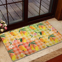 Aloha Hawaii Palaka Print Mango Plumeria Rubber Doormat Tropical Vibes LT7 - Polynesian Pride