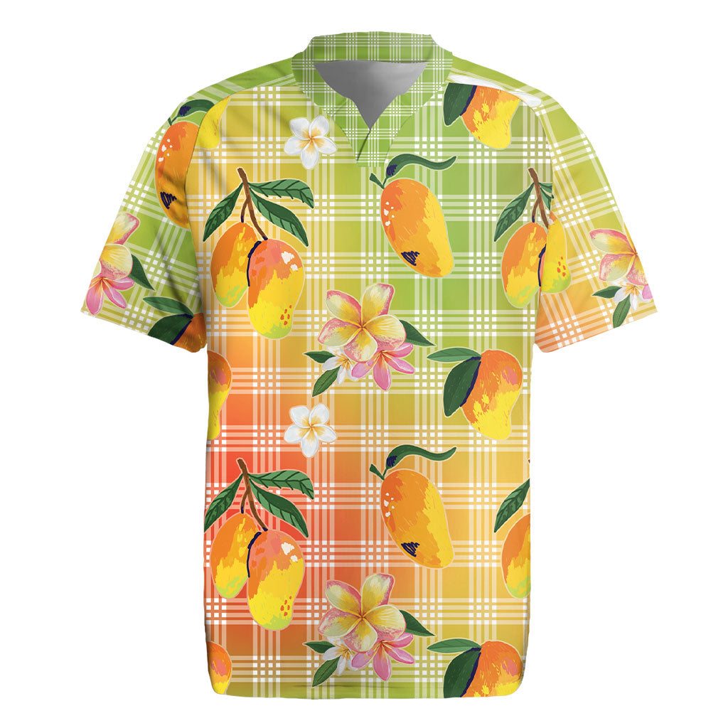 Aloha Hawaii Palaka Print Mango Plumeria Rugby Jersey Tropical Vibes LT7 Multicolor - Polynesian Pride