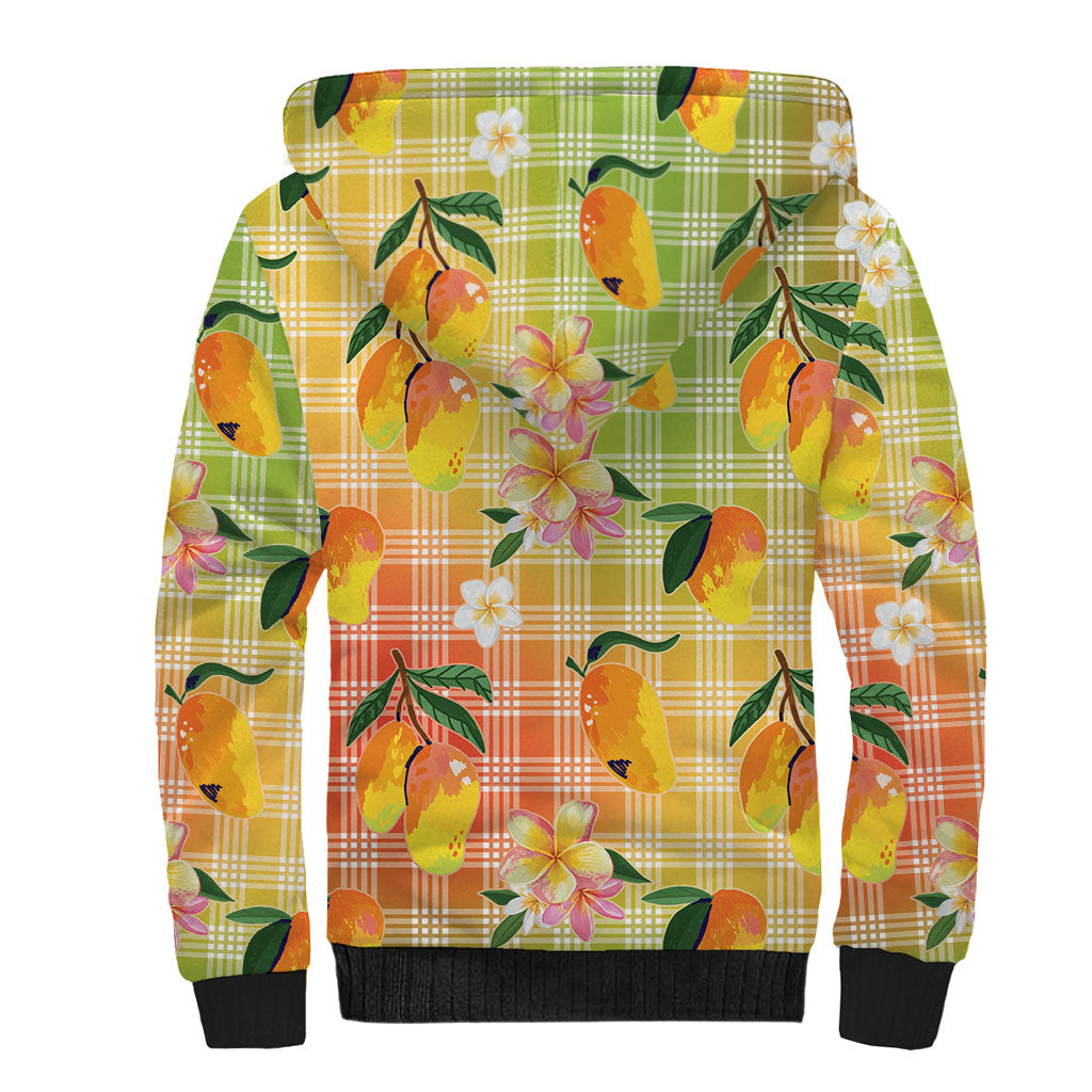 Aloha Hawaii Palaka Print Mango Plumeria Sherpa Hoodie Tropical Vibes LT7 - Polynesian Pride