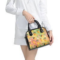 Aloha Hawaii Palaka Print Mango Plumeria Shoulder Handbag Tropical Vibes LT7 - Polynesian Pride
