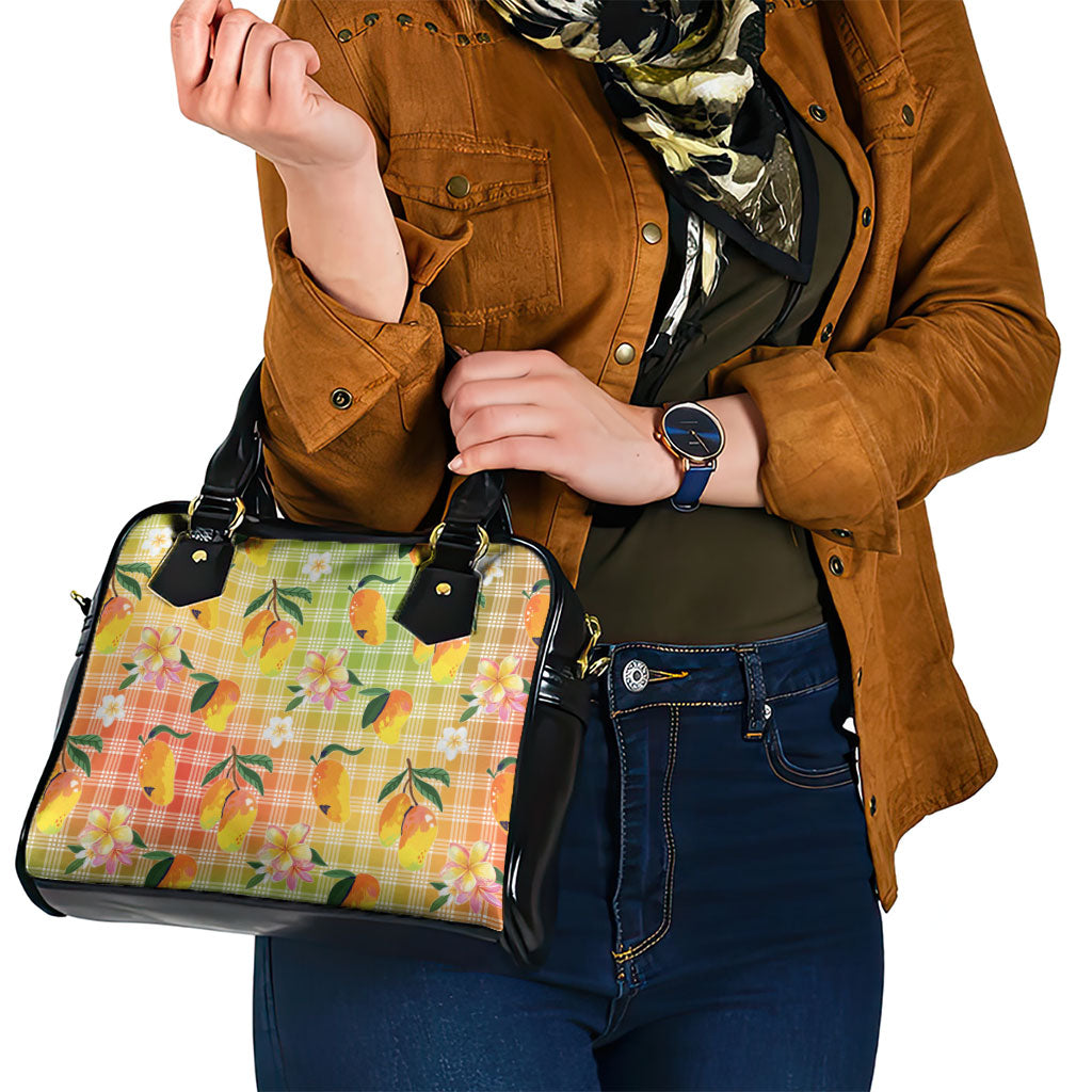Aloha Hawaii Palaka Print Mango Plumeria Shoulder Handbag Tropical Vibes LT7 - Polynesian Pride