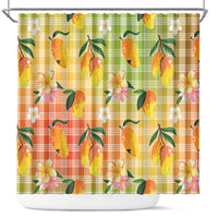 Aloha Hawaii Palaka Print Mango Plumeria Shower Curtain Tropical Vibes LT7 Multicolor - Polynesian Pride