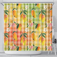 Aloha Hawaii Palaka Print Mango Plumeria Shower Curtain Tropical Vibes LT7 - Polynesian Pride