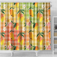 Aloha Hawaii Palaka Print Mango Plumeria Shower Curtain Tropical Vibes LT7 - Polynesian Pride