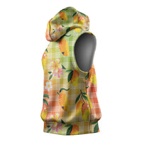 Aloha Hawaii Palaka Print Mango Plumeria Sleeveless Hoodie Tropical Vibes LT7 - Polynesian Pride