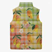 Aloha Hawaii Palaka Print Mango Plumeria Sleeveless Puffer Jacket Tropical Vibes LT7 - Polynesian Pride