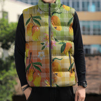 Aloha Hawaii Palaka Print Mango Plumeria Sleeveless Puffer Jacket Tropical Vibes LT7 - Polynesian Pride