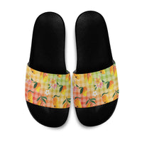 Aloha Hawaii Palaka Print Mango Plumeria Slide Sandals Tropical Vibes LT7 Multicolor - Polynesian Pride