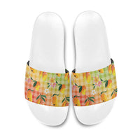 Aloha Hawaii Palaka Print Mango Plumeria Slide Sandals Tropical Vibes LT7 Multicolor - Polynesian Pride