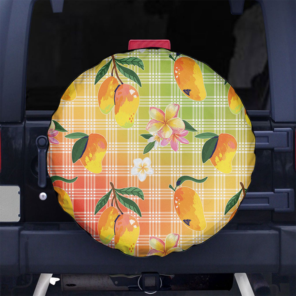 Aloha Hawaii Palaka Print Mango Plumeria Spare Tire Cover Tropical Vibes LT7 No hole Multicolor - Polynesian Pride
