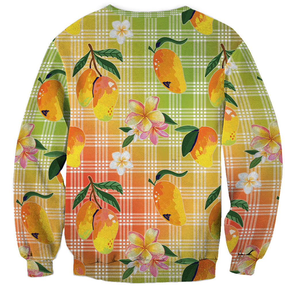 Aloha Hawaii Palaka Print Mango Plumeria Sweatshirt Tropical Vibes LT7 - Polynesian Pride