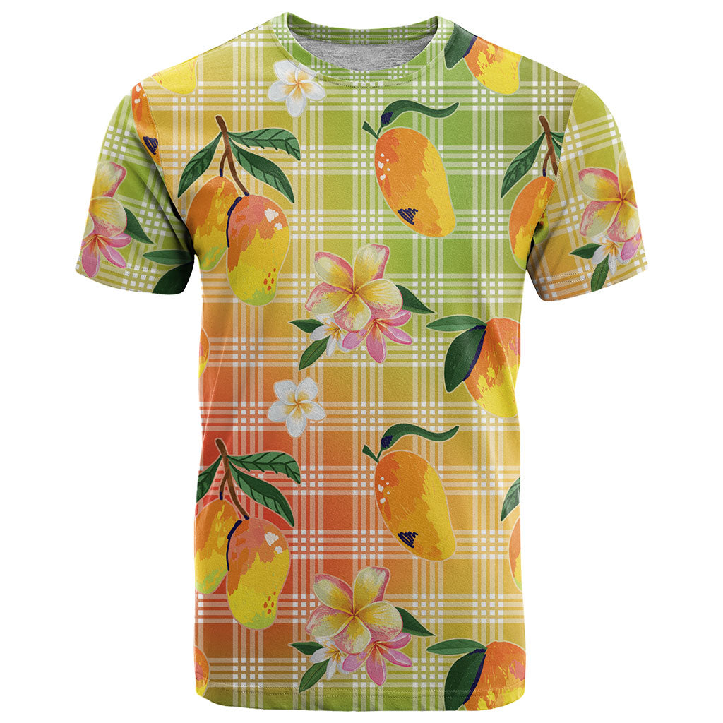 Aloha Hawaii Palaka Print Mango Plumeria T Shirt Tropical Vibes LT7 Multicolor - Polynesian Pride
