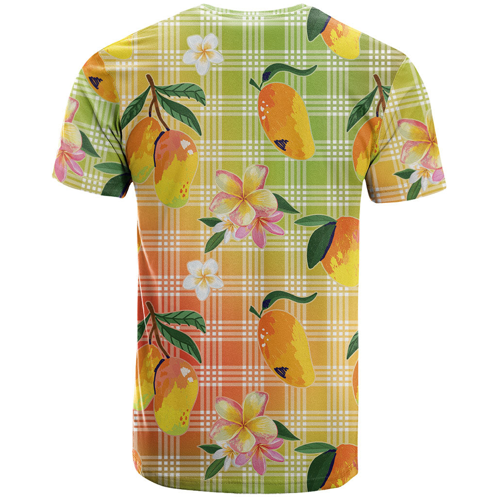 Aloha Hawaii Palaka Print Mango Plumeria T Shirt Tropical Vibes LT7 - Polynesian Pride
