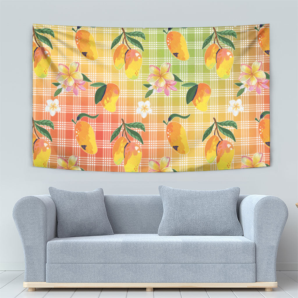 Aloha Hawaii Palaka Print Mango Plumeria Tapestry Tropical Vibes LT7 - Polynesian Pride