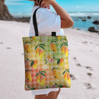 Aloha Hawaii Palaka Print Mango Plumeria Tote Bag Tropical Vibes LT7 - Polynesian Pride
