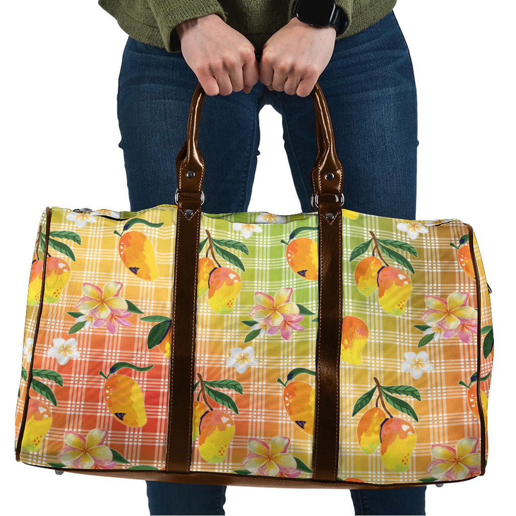 Aloha Hawaii Palaka Print Mango Plumeria Travel Bag Tropical Vibes LT7 Multicolor - Polynesian Pride