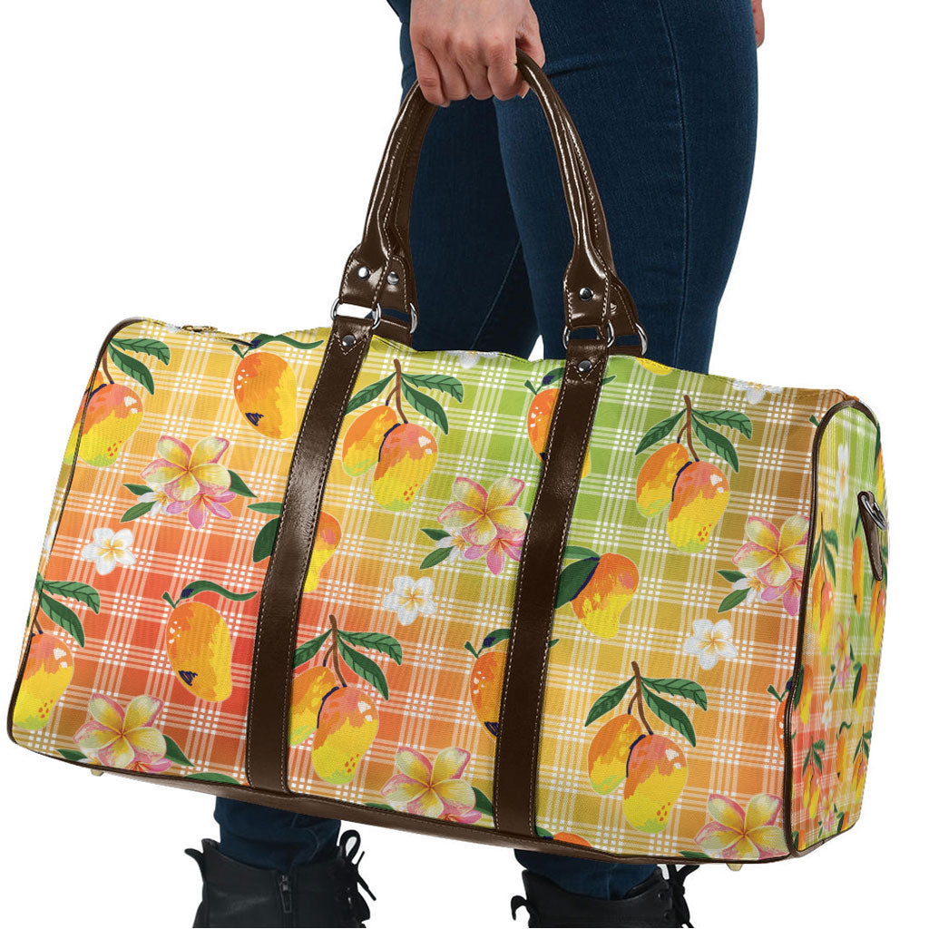 Aloha Hawaii Palaka Print Mango Plumeria Travel Bag Tropical Vibes LT7 - Polynesian Pride