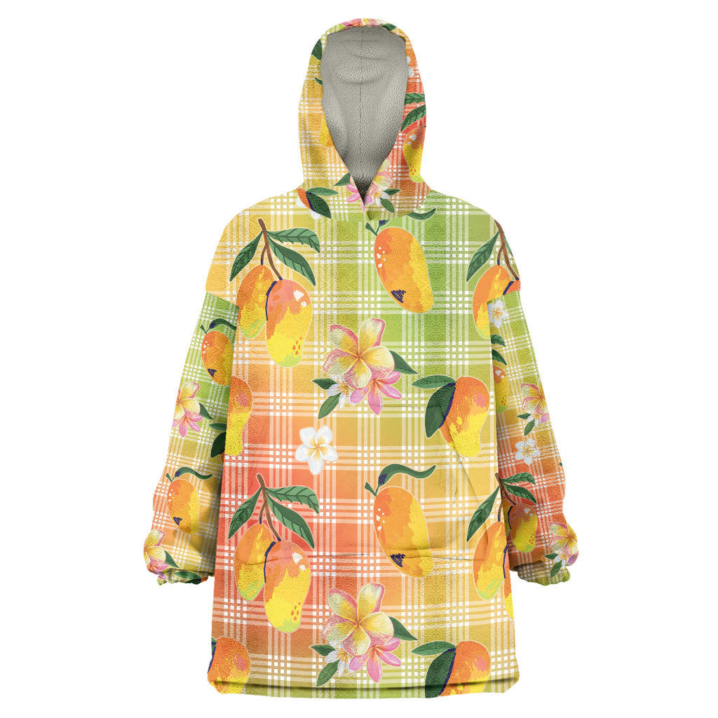 Aloha Hawaii Palaka Print Mango Plumeria Wearable Blanket Hoodie Tropical Vibes LT7 One Size Multicolor - Polynesian Pride