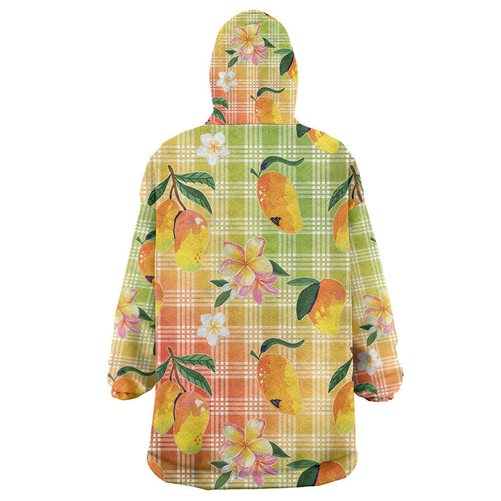 Aloha Hawaii Palaka Print Mango Plumeria Wearable Blanket Hoodie Tropical Vibes LT7 - Polynesian Pride