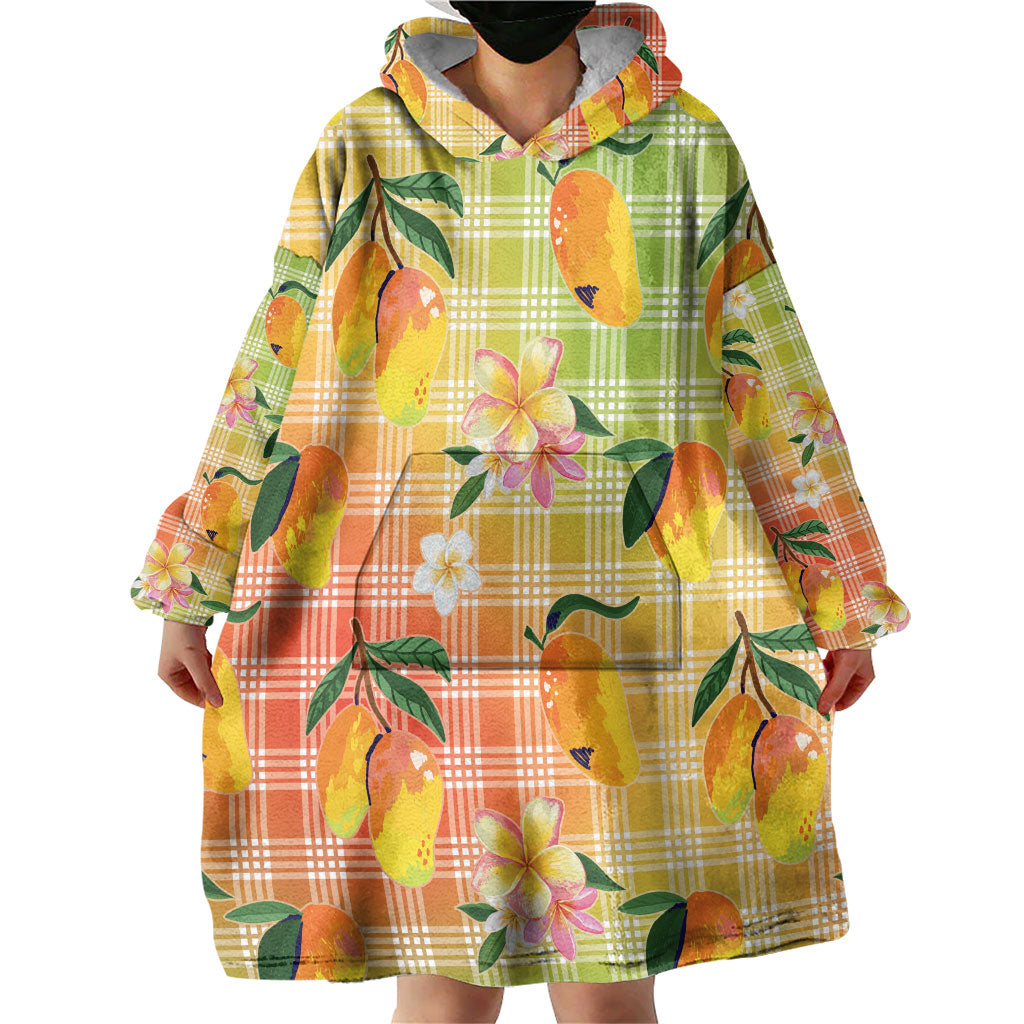 Aloha Hawaii Palaka Print Mango Plumeria Wearable Blanket Hoodie Tropical Vibes LT7 - Polynesian Pride