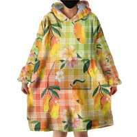 Aloha Hawaii Palaka Print Mango Plumeria Wearable Blanket Hoodie Tropical Vibes LT7 - Polynesian Pride