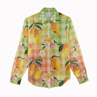 Aloha Hawaii Palaka Print Mango Plumeria Women Casual Shirt Tropical Vibes LT7 - Polynesian Pride