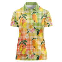 Aloha Hawaii Palaka Print Mango Plumeria Women Polo Shirt Tropical Vibes LT7 Female Multicolor - Polynesian Pride