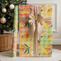 Aloha Hawaii Palaka Print Mango Plumeria Wrapping Paper Tropical Vibes LT7 - Polynesian Pride