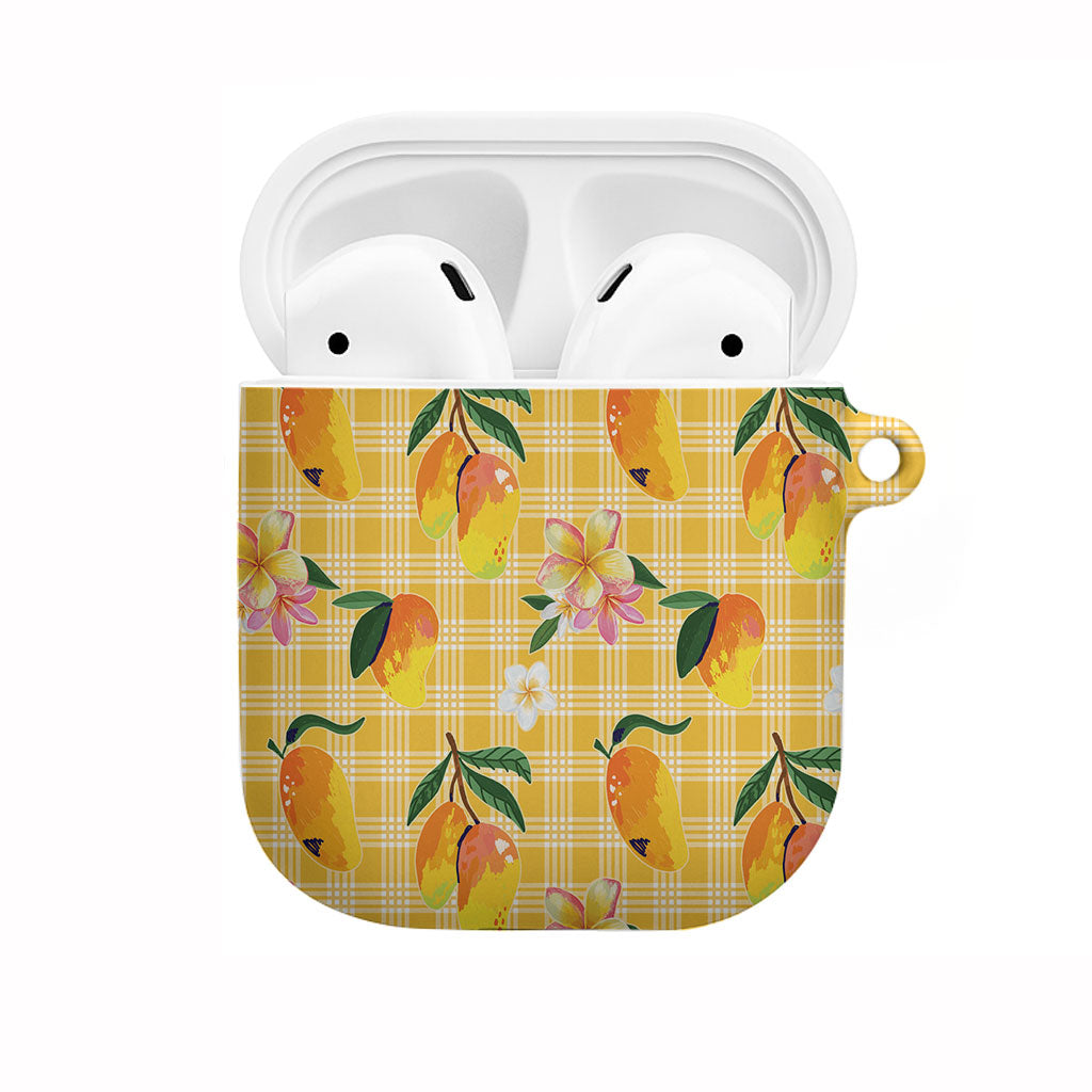 Aloha Hawaii Palaka Print Mango Plumeria AirPods Case Fresh Lemon LT7 Yellow - Polynesian Pride