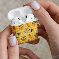 Aloha Hawaii Palaka Print Mango Plumeria AirPods Case Fresh Lemon LT7 - Polynesian Pride