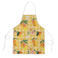 Aloha Hawaii Palaka Print Mango Plumeria Apron Fresh Lemon LT7 Yellow - Polynesian Pride