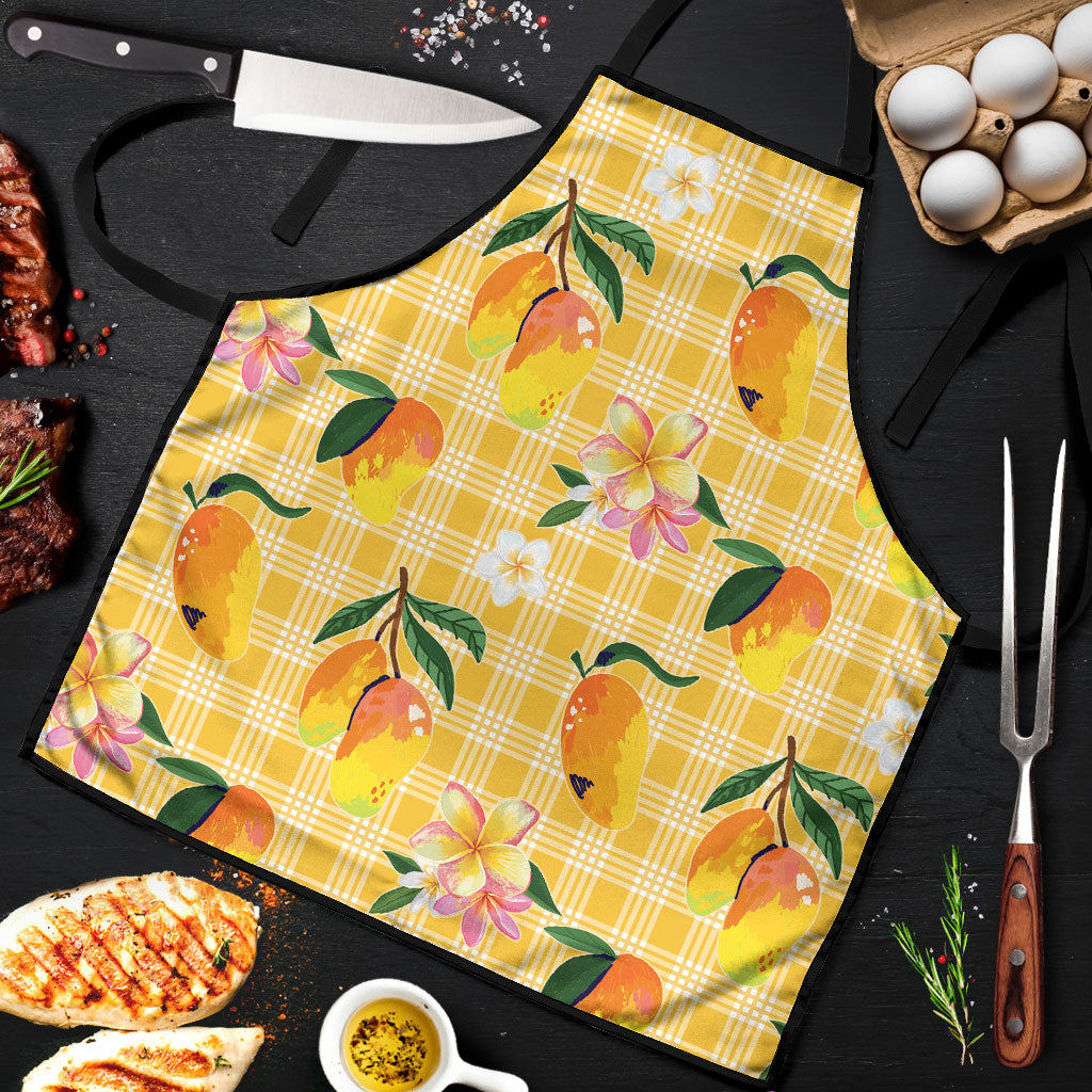 Aloha Hawaii Palaka Print Mango Plumeria Apron Fresh Lemon LT7 Yellow - Polynesian Pride