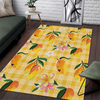 Aloha Hawaii Palaka Print Mango Plumeria Area Rug Fresh Lemon LT7 Yellow - Polynesian Pride