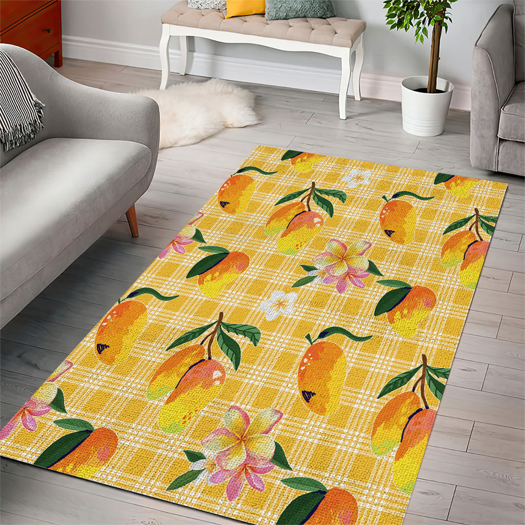 Aloha Hawaii Palaka Print Mango Plumeria Area Rug Fresh Lemon LT7 - Polynesian Pride