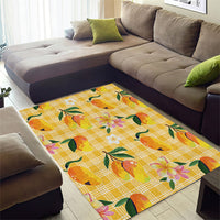 Aloha Hawaii Palaka Print Mango Plumeria Area Rug Fresh Lemon LT7 - Polynesian Pride