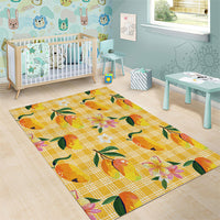 Aloha Hawaii Palaka Print Mango Plumeria Area Rug Fresh Lemon LT7 - Polynesian Pride