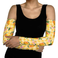 Aloha Hawaii Palaka Print Mango Plumeria Arm Sleeves Fresh Lemon LT7 - Polynesian Pride